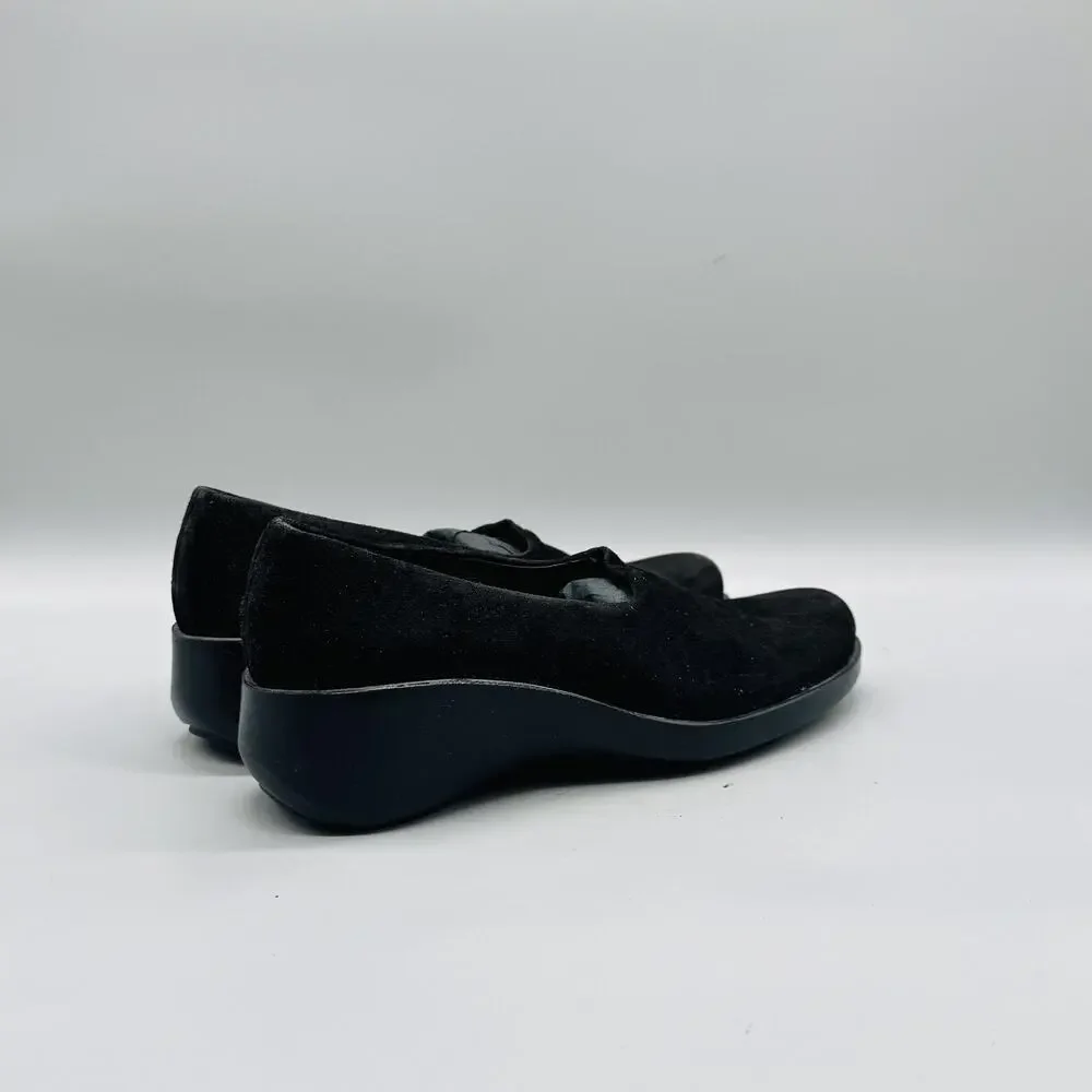 Robert Clergerie Shoes Womens 6.5 Black Suede Slip On Wedge Loafers Paris Casual